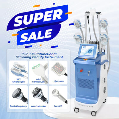 เครื่องแช่แข็งไขมัน Cryolipolysis รอบ 360 องศาอุปกรณ์กระชับสัดส่วน Criolipolisis แบบไม่รุกรานร่างกายสำหรับคลินิกซาลอนลดไขมันกำจัดเซลลูไลท์