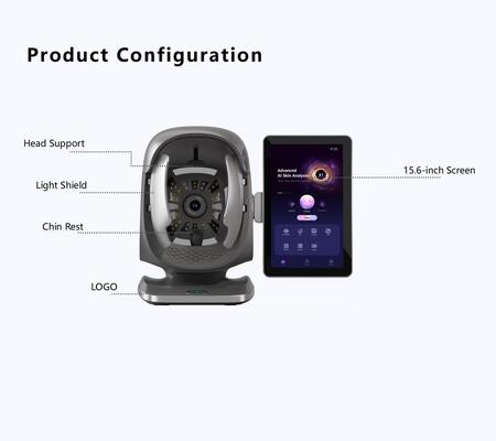 เครื่องวิเคราะห์ผิวหน้า AI สำหรับริ้วรอยและรูขุมขน หน้าจอ HD ขนาด 15.6 นิ้ว เครื่องสแกน อุปกรณ์เสริมสวยเพื่อการวินิจฉัยผิวหน้าสำหรับร้านเสริมสวย