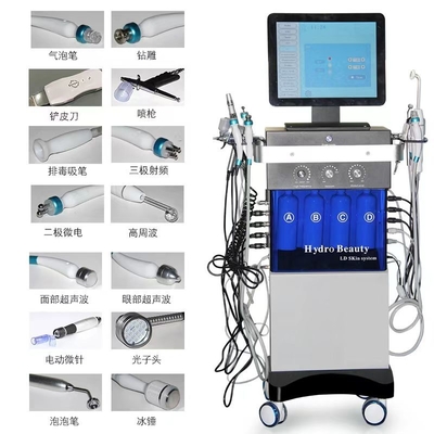 14 ใน 1 Hydrofacial dermabrasion บุบลือขนาดใหญ่ออกซิเจนสเปรย์หน้า LED เครื่องเยาว์ผิว
