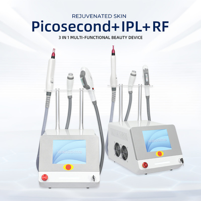 OEM การกําจัดผม การกําจัดรอยสัก เครื่องกระชับผิว 3 มือ RF Elight IPL Nd Yag Laser 5 ใน 1 เครื่องทําความงามหลายฟังก์ชัน