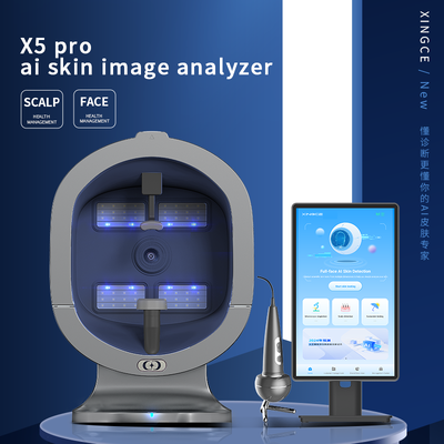 X5 Pro AI Skin Scanner เครื่องมือทดสอบซาลอนบำรุงผิวหน้าแบบหลายสเปกตรัมขนาด 21 นิ้ว