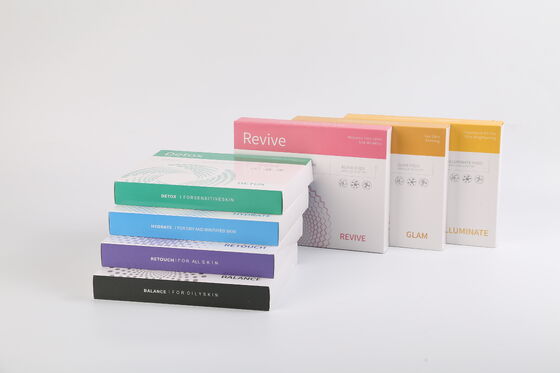 ชุดทรีตเมนต์บำรุงผิวหน้าหลากสี Illuminate Revive Balance Retouch Detox Hydrate Skin Care Serum Pod Kit สำหรับสปา